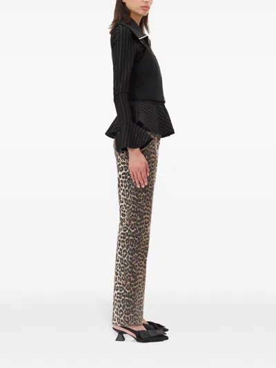 Ganni Zippered Peplum Vest Flared Cuffs In Multicolor