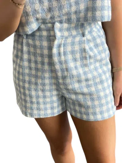 Day + Moon Gingham Shorts In Blue/white In Blue