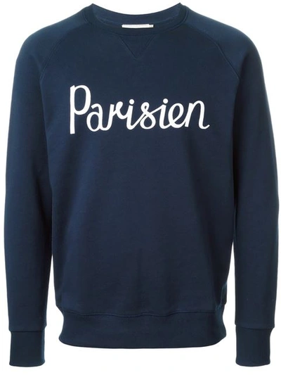 Maison Kitsuné Parisien Print Sweatshirt In Blue