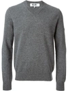 Comme Des Garçons Play Mini Heart V-neck Sweater In Grey