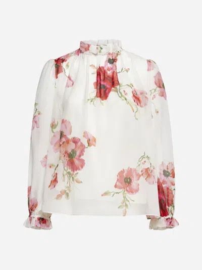 Zimmermann Lightburst Ruffled Floral-print Cotton And Silk-blend Voile Blouse In Cream,red Floral