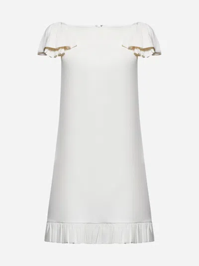 Valentino Ruffled Wool And Silk-blend Crepe Mini Dress