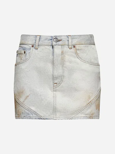 Mm6 Maison Margiela Light Blue Denim Miniskirt