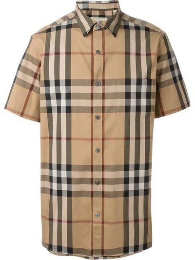 Burberry Brit 'nelson' Trim Fit Short Sleeve Sport Shirt In Brown | ModeSens