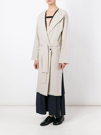 Shop Damir Doma Double Breasted Coat - Nude & Neutrals