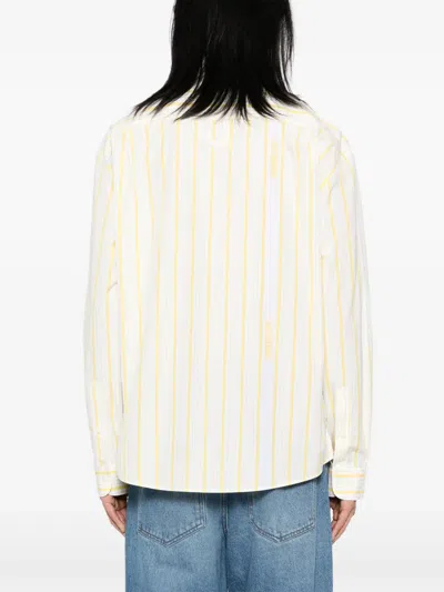 Jacquemus Striped Collared Long-sleeve Shirt In White