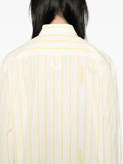 Jacquemus Striped Collared Long-sleeve Shirt In White