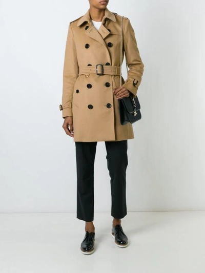 Shop Burberry Wool Cashmere Trench Coat - Neutrals