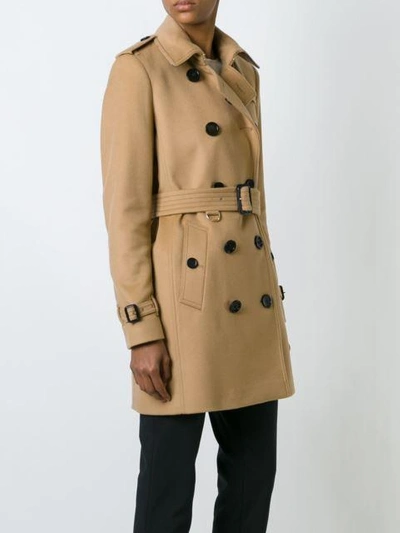 Shop Burberry Wool Cashmere Trench Coat - Neutrals