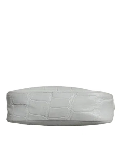 Pre-owned Aniye By White Croc Print Leather Crossbody Sling Women's Bag ()