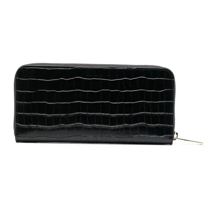 Baldinini Trend Elegant Croco Print Leather Wallet In Black