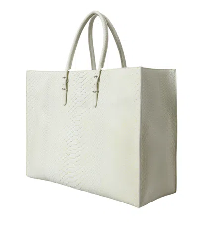 Balenciaga Chic Python Leather Tote In White & Yellow In White