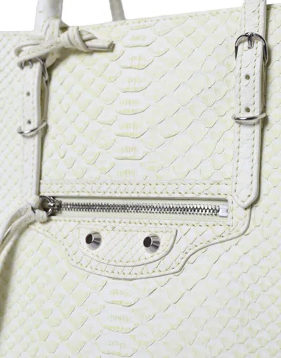Balenciaga Chic Python Leather Tote In White & Yellow In White