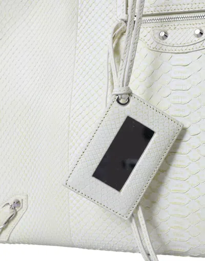 Balenciaga Chic Python Leather Tote In White & Yellow In White