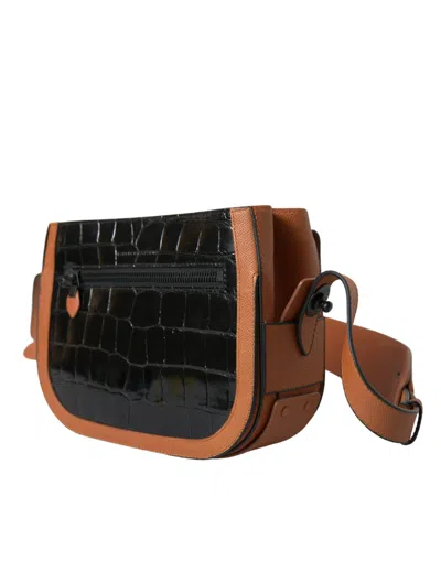 Balenciaga Elegant Crocodile Leather Camera Bag In Black And Brown