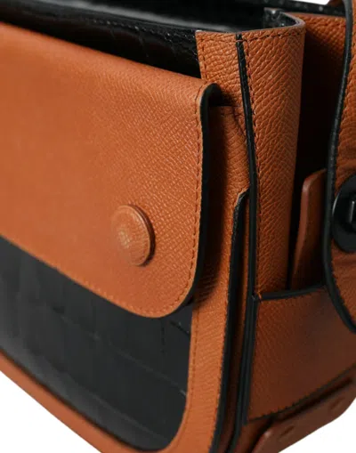 Balenciaga Elegant Crocodile Leather Camera Bag In Black And Brown