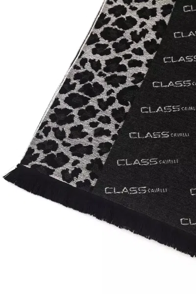 Cavalli Class Black Wool Scarf In Black