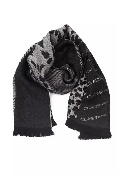 Cavalli Class Black Wool Scarf In Black