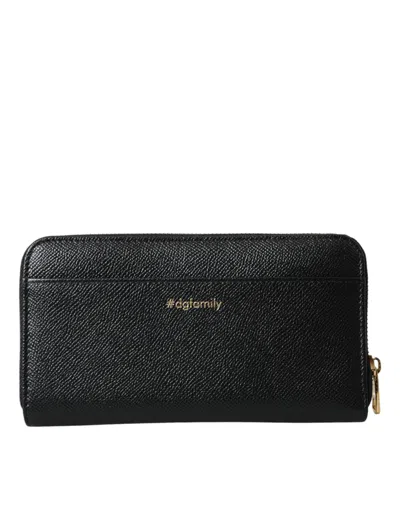 Dolce & Gabbana Black Blue Leather #dgfamily Zipper Continental Men Men's Wallet In Black And Blue