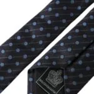 Dolce & Gabbana Black Blue Polka Dot Silk Adjustable Men Men's Tie In Black And Blue