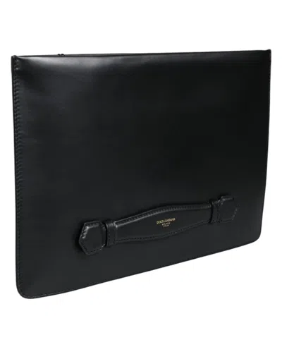 Pre-owned Dolce & Gabbana Black Calfskin Leather Mediterranean Pouch Women's Bag ()