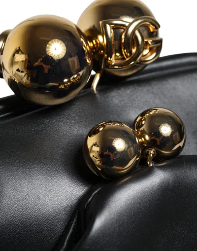 Pre-owned Dolce & Gabbana Black Calfskin Leather Shoulder Clutch Women's Bag ()