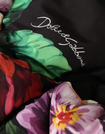 Dolce & Gabbana Black Floral Print Whole Head Wrap Hat In Black