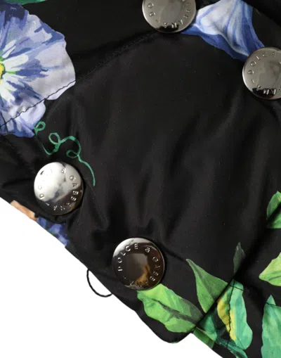 Dolce & Gabbana Black Floral Print Whole Head Wrap Hat In Black