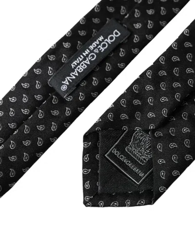 Dolce & Gabbana Black Jacquard Patterned Silk Adjustable Men Tie In Black