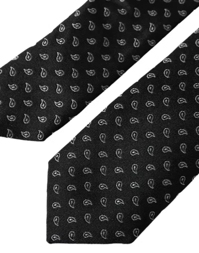 Dolce & Gabbana Black Jacquard Patterned Silk Adjustable Men Tie In Black