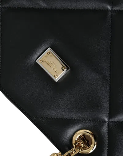 Dolce & Gabbana Black Leather Jungle Quilted Shopping Tote Bag In Black