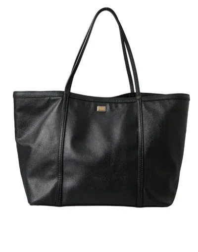 Pre-owned Dolce & Gabbana Black Leather Miss Escape Shopping Tote Women Women's Bag ()