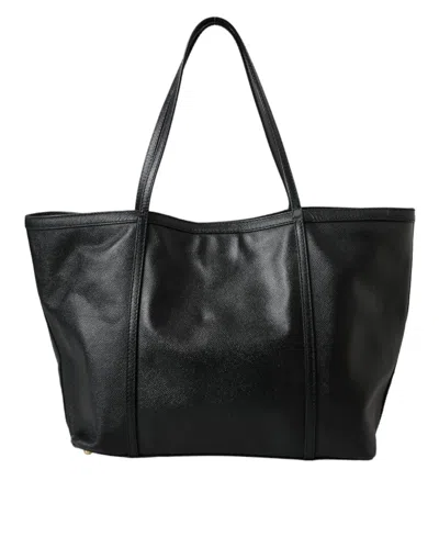 Pre-owned Dolce & Gabbana Black Leather Miss Escape Shopping Tote Women Women's Bag ()