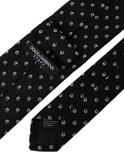 Dolce & Gabbana Black Logo Cotton Blend Adjustable Tie In Black