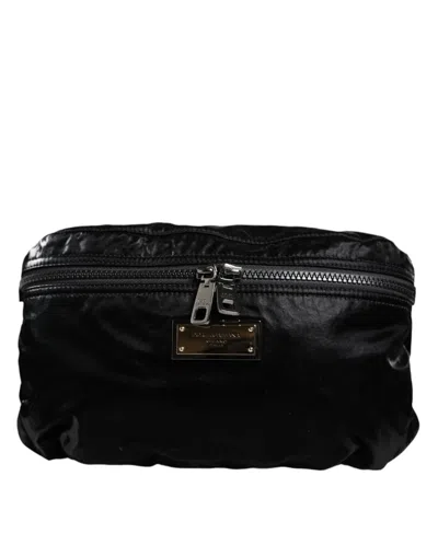 Dolce & Gabbana Black Nylon Fabric Belt Waist Fanny Pack Women's Bag In Black