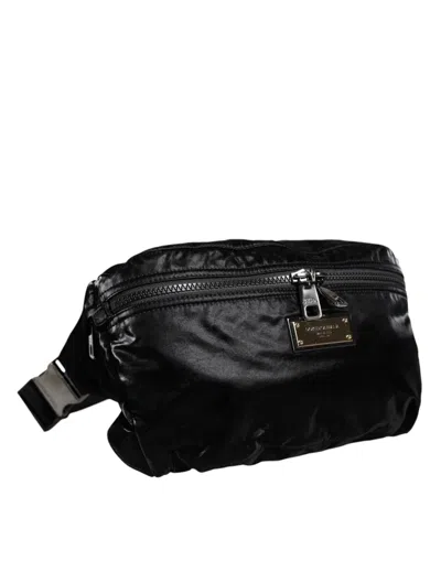 Dolce & Gabbana Black Nylon Fabric Belt Waist Fanny Pack Women's Bag In Black