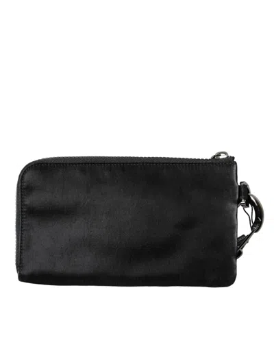 Dolce & Gabbana Black Nylon Logo Plaque Keyring Pouch Clutch Men's Bag In Black