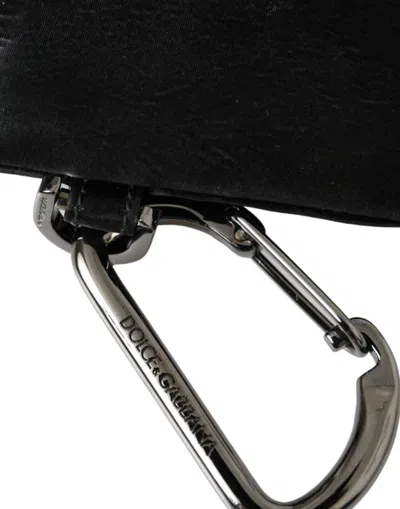 Dolce & Gabbana Black Nylon Logo Plaque Keyring Pouch Clutch Men's Bag In Black
