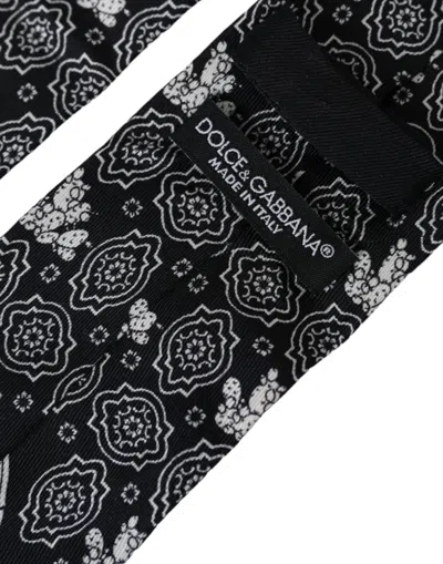Dolce & Gabbana Black Patterned 100%silk Adjustable Tie In Black