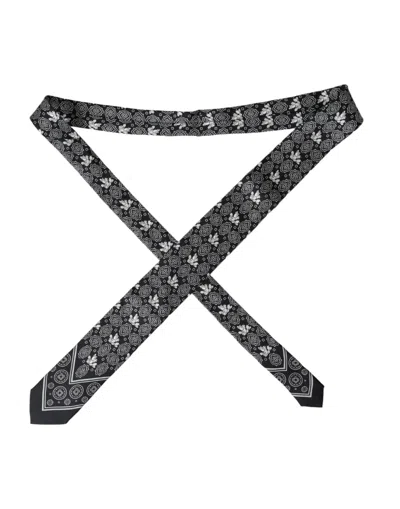 Dolce & Gabbana Black Patterned 100%silk Adjustable Tie In Black