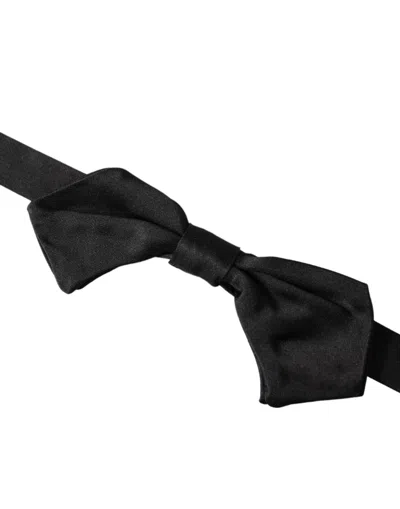 Dolce & Gabbana Black Satin Silk Adjustable Neck Men Bow Tie In Black
