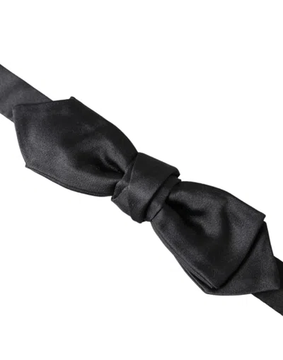 Dolce & Gabbana Black Satin Silk Adjustable Neck Men Bow Tie In Black