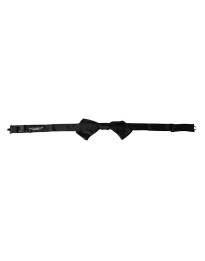 Dolce & Gabbana Black Satin Silk Adjustable Neck Men Bow Tie In Black