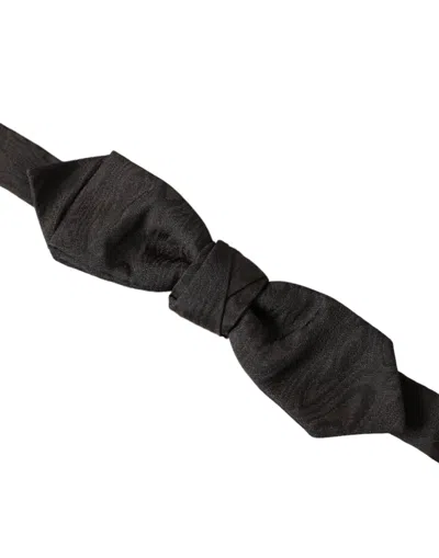 Dolce & Gabbana Black Silk Adjustable Neck Men Bow Tie In Black