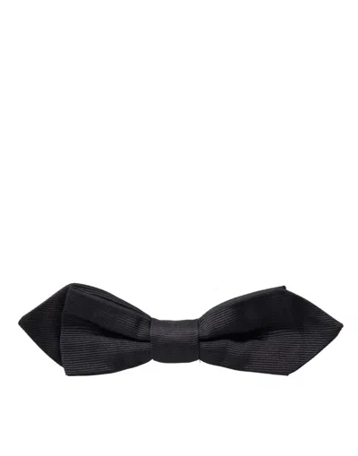 Dolce & Gabbana Satin Silk Bow Tie In Black