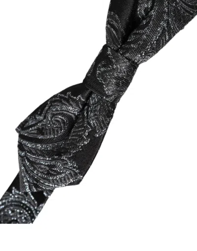Dolce & Gabbana Black Silk Jacquard Adjustable Neck Men Bow Tie In Black