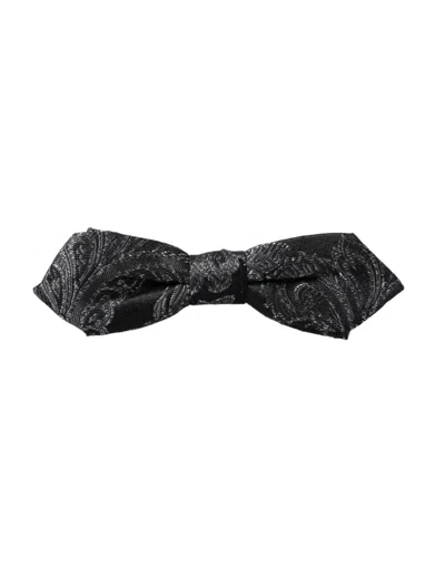 Dolce & Gabbana Black Silk Jacquard Adjustable Neck Men Bow Tie In Black