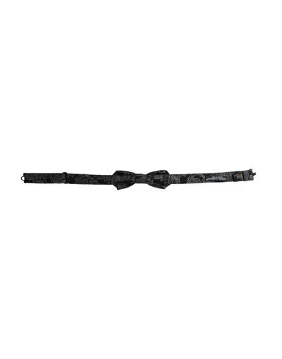 Dolce & Gabbana Black Silk Jacquard Adjustable Neck Men Bow Tie In Black