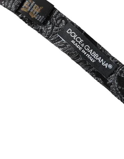 Dolce & Gabbana Black Silk Jacquard Adjustable Neck Men Bow Tie In Black