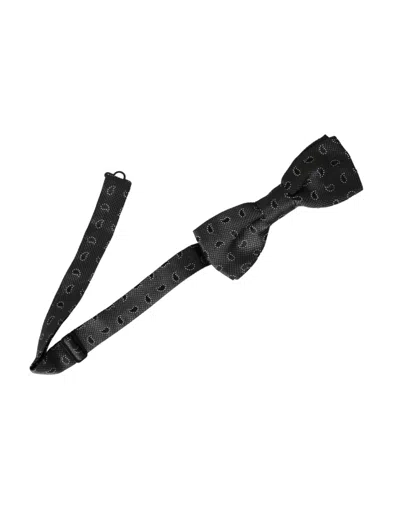 Dolce & Gabbana Black Silk Patterned Adjustable Neck Men Bow Tie In Black